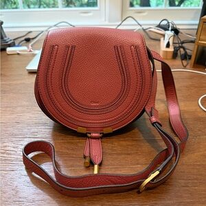 Chloé Mini Marcie Crossbody in Dusty Rose, Pebble Leather